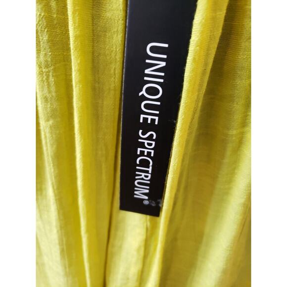 Women's Unique Spectrum 1X Yellow Boho Peasant Blouse Crochet Sleeve Top - Picture 10 of 15